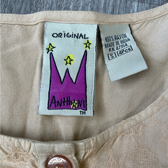 Original Anthony Small Womens Tan Long Tunic Blouse - Picture 6 of 8